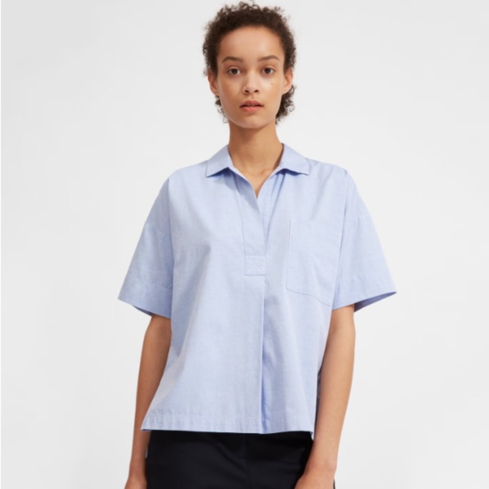 EUC Everlane cotton short sleeved popover shirt
